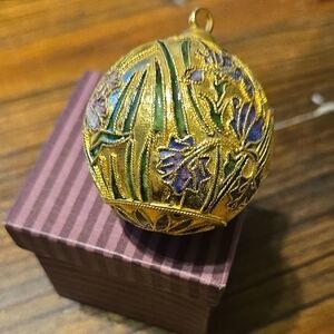 Cloisonne Gold and Purple Floral Ornament